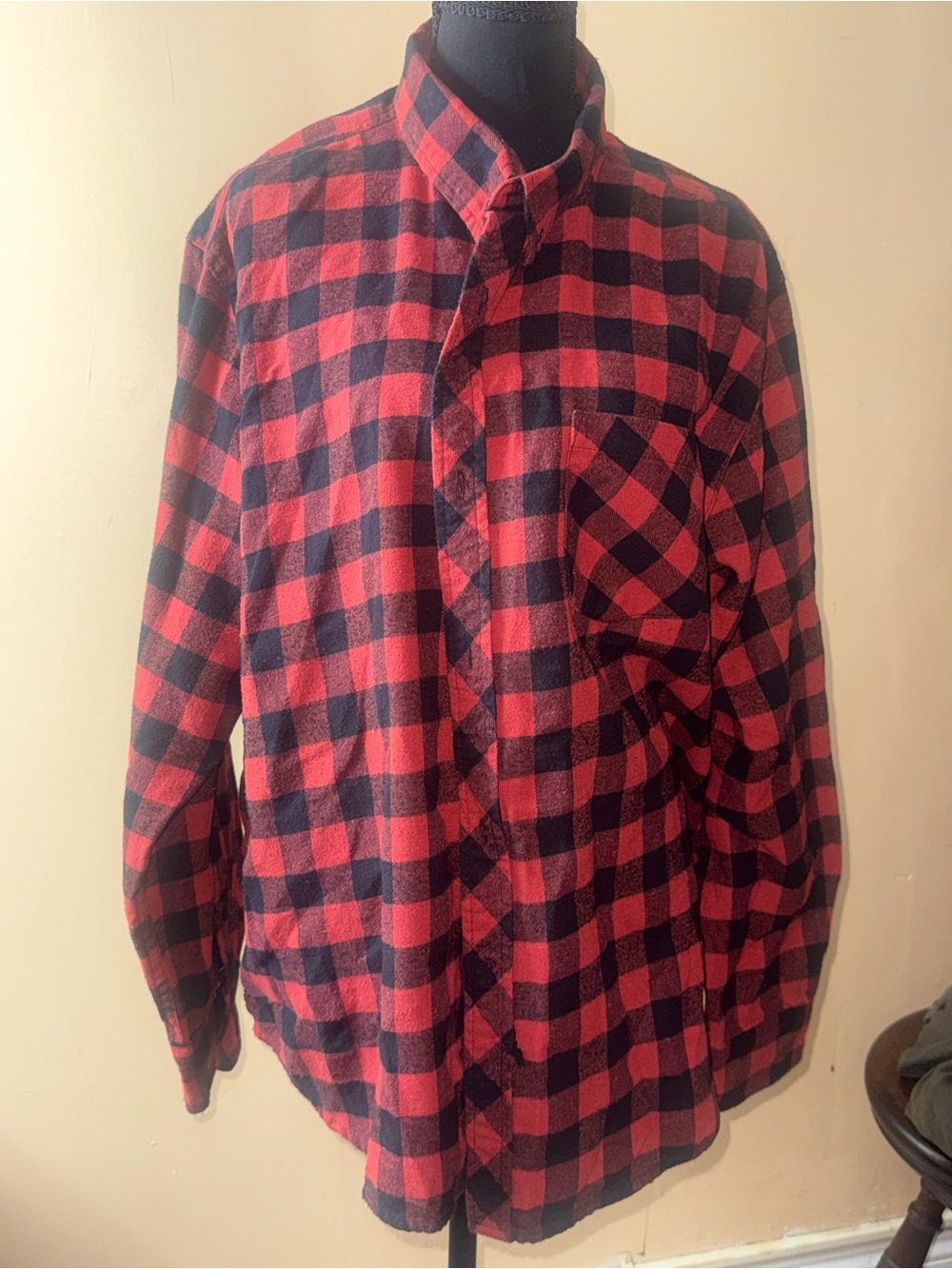 Women's Red and Black Plaid Button-Down Shirt